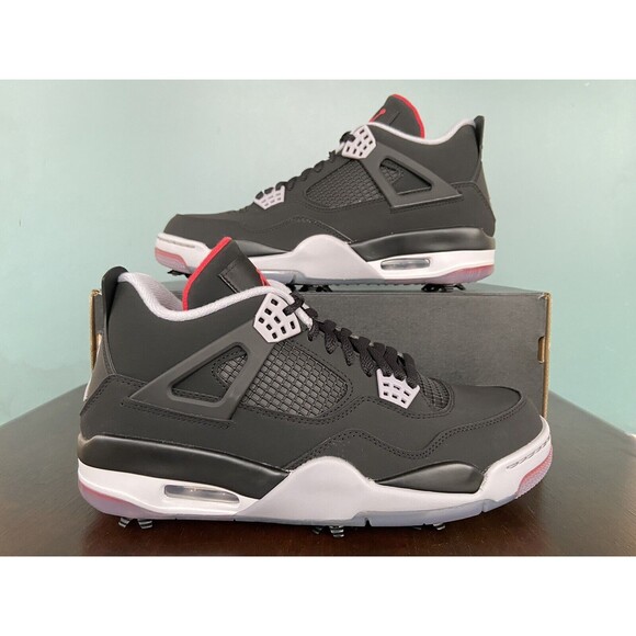 Nike Air Jordan 4 Retro Golf "Bred" Black/Red Men’s Size 10 CU9981-002 - Picture 1 of 11